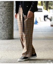 JUNRED | 【トレンドチェック】チェックストレートワイドパンツ(その他パンツ)