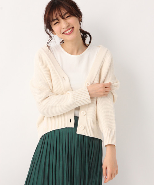 GLOBAL WORK(グローバルワーク)の「抜け感ミドルゲージガーターカーデ/818904(カーディガン/ボレロ・レディース・ホワイト/ベージュ/オレンジ/ブルー・MEDIUM/LARGE)」の2枚目の写真