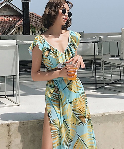 水着 ハイウエストフレアビキニ シフォンロングスカート 3点セット 水着 Teddyshop テディショップ のファッション通販 Zozotown