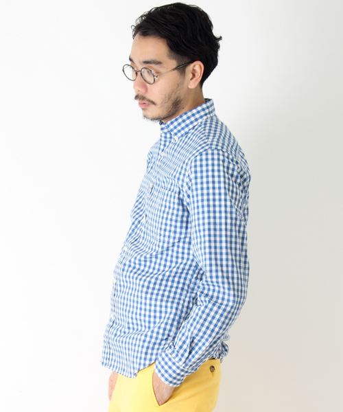 BEAMS PLUS（ビームスプラス）の「○BEAMS PLUS / ギンガムチェック ボタンダウンシャツ 14S/S（シャツ/ブラウス・メンズ・ブルー/ブラック・X-LARGE/XX-LARGE/SMALL/LARGE/MEDIUM/X-SMALL）」の3枚目の写真