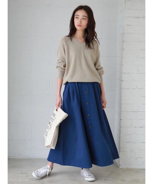 CRAFT STANDARD BOUTIQUE(クラフトスタンダードブティック)の「フロントボタンスカ-ト ★☆○(スカート・レディース・ベージュ/カーキ/ブルー・M/L)」の8枚目の写真