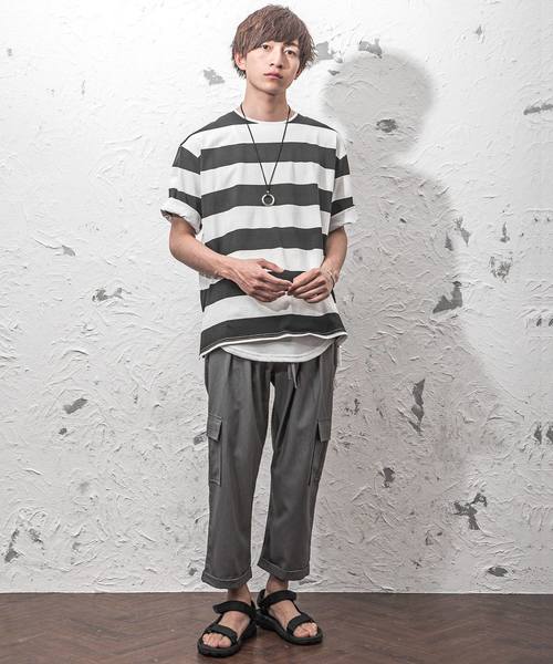 MinoriTY（マイノリティ）の「ボーダービッグTシャツ（Tシャツ/カットソー・メンズ・ブラック系その他/グレー系その他/ブルー系その他・M/L）」の10枚目の写真