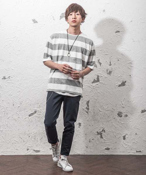 MinoriTY（マイノリティ）の「ボーダービッグTシャツ（Tシャツ/カットソー・メンズ・ブラック系その他/グレー系その他/ブルー系その他・M/L）」の7枚目の写真