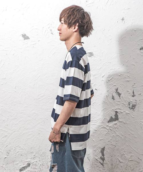 MinoriTY（マイノリティ）の「ボーダービッグTシャツ（Tシャツ/カットソー・メンズ・ブラック系その他/グレー系その他/ブルー系その他・M/L）」の12枚目の写真