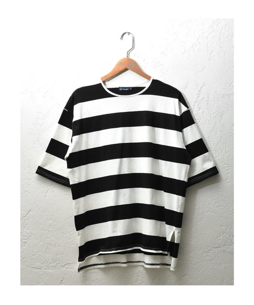 MinoriTY（マイノリティ）の「ボーダービッグTシャツ（Tシャツ/カットソー・メンズ・ブラック系その他/グレー系その他/ブルー系その他・M/L）」の4枚目の写真