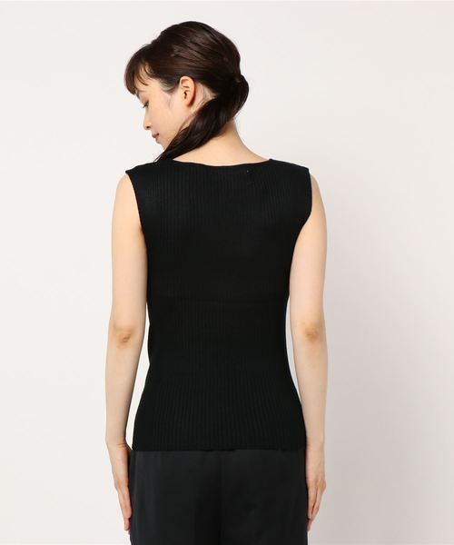 KOBE LETTUCE（コウベレタス）の「切り替えリブノースリーブサマーニット（ニット/セーター・レディース・ブラック/グリーン/コーラルピンク・FREE）」の5枚目の写真
