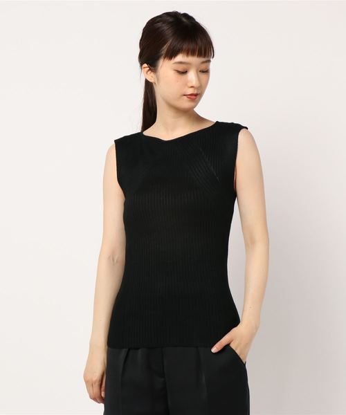 KOBE LETTUCE（コウベレタス）の「切り替えリブノースリーブサマーニット（ニット/セーター・レディース・ブラック/グリーン/コーラルピンク・FREE）」の10枚目の写真