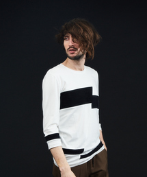 5351 POUR LES HOMMES | 【2019AW新作】パッチワークスラッシュボーダープルオーバー(Tシャツ/カットソー)