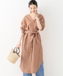 LUANA コットンリネン シャツワンピース◆