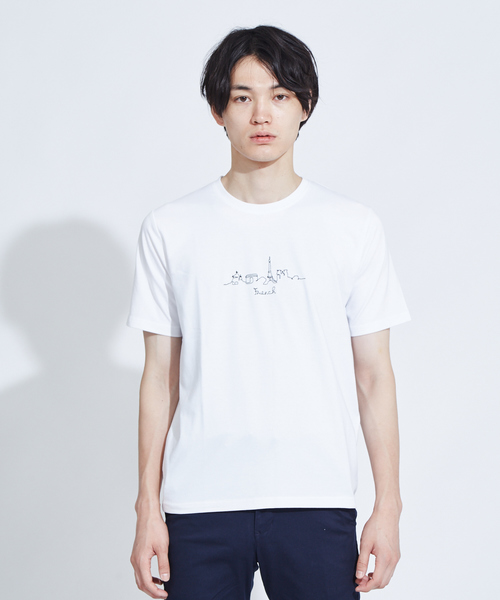 ABAHOUSE GRAY(アバハウスグレイ)の「【展開店舗限定】CityLine刺繍 半袖Tシャツ(Tシャツ/カットソー・メンズ・ダークグリーン/ホワイト/ブラック・46/48)」の2枚目の写真