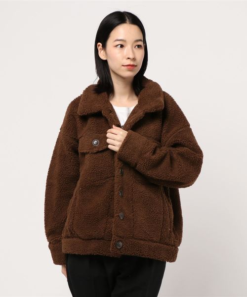 STYLEBLOCK（スタイルブロック）の「ボアジャケット（ミリタリージャケット・レディース・アイボリー/ライトベージュ/ベージュ/キャメル/ブラック・M）」の5枚目の写真