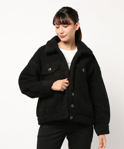 STYLEBLOCK（スタイルブロック）の「ボアジャケット（ミリタリージャケット・レディース・アイボリー/ライトベージュ/ベージュ/キャメル/ブラック・M）」の3枚目の写真