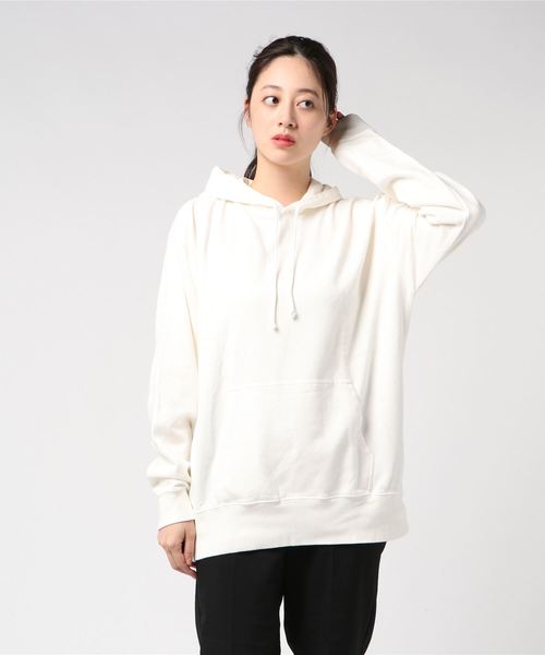 OLD BETTY'S（オールドベティーズ）の「Pigment Dye Sweat Parka(Sheriff Dept)/ヴィンテージ風 バック 刺繍 スウェット パーカー（パーカー・レディース・ブラック/ネイビー/オフホワイト・40/38）」の8枚目の写真