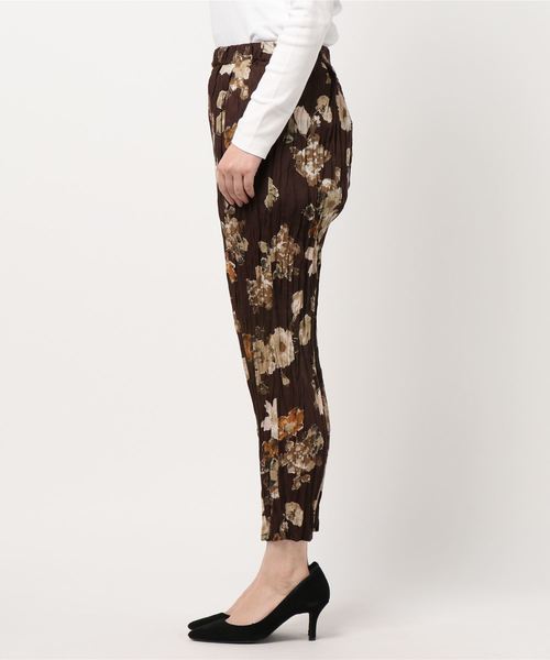 mizuiroind（ミズイロインド）の「フラワープリントワッシャーパンツ（その他パンツ・レディース・オフホワイト/ブラウン・2）」の3枚目の写真