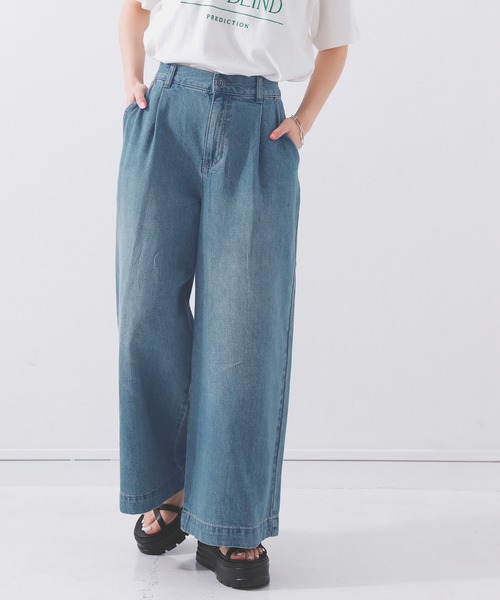n'OrLABEL（ノアールレーベル）の「『きれい見えデニムワイドパンツ』（デニムパンツ・レディース・ブルー/インディゴブルー・1/2）」の3枚目の写真