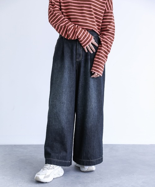 n'OrLABEL（ノアールレーベル）の「『きれい見えデニムワイドパンツ』（デニムパンツ・レディース・ブルー/インディゴブルー・1/2）」の8枚目の写真