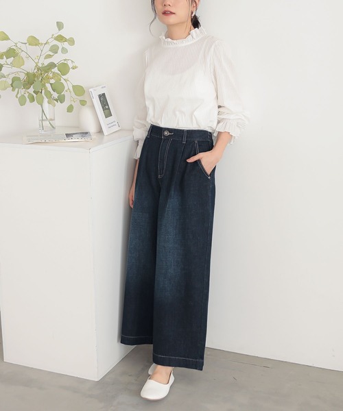 n'OrLABEL（ノアールレーベル）の「『きれい見えデニムワイドパンツ』（デニムパンツ・レディース・ブルー/インディゴブルー・1/2）」の20枚目の写真