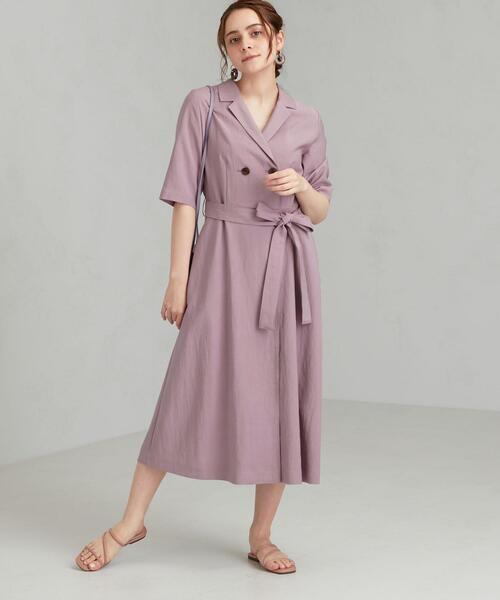 green label relaxing(グリーンレーベルリラクシング)の「FFC ダブル ブレスト ワンピース(ワンピース・レディース・ブラウン/ライラック/ネイビー・FREE)」の3枚目の写真