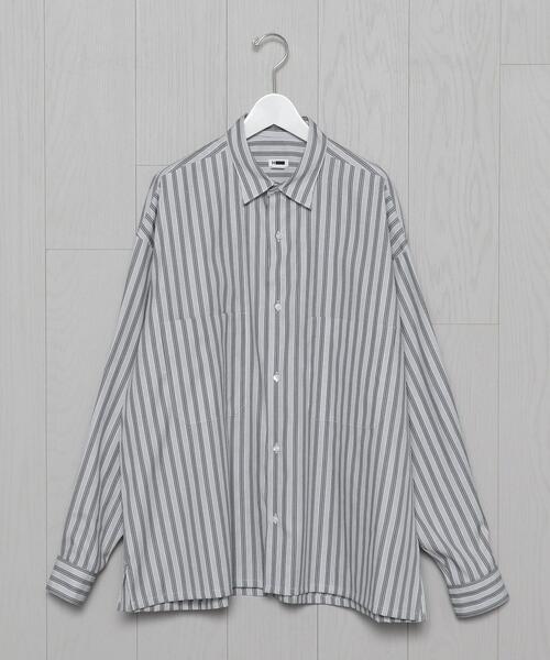 H　BEAUTY&YOUTH UNITED ARROWS（エイチビューティーアンドユースユナイテッドアローズ）の「＜H＞STRIPE 2 POCKET SQUARE SHIRT/シャツ（シャツ/ブラウス・メンズ・ダークグリーン/グレー・LARGE/MEDIUM/SMALL）」の4枚目の写真