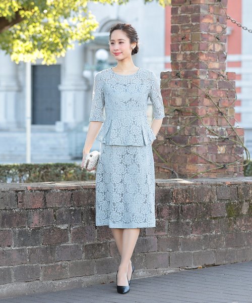 セール Floress 結婚式 謝恩会 フォーマルパーティードレス セットアップ風レースワンピース ドレス Floress フローレス のファッション通販 Zozotown