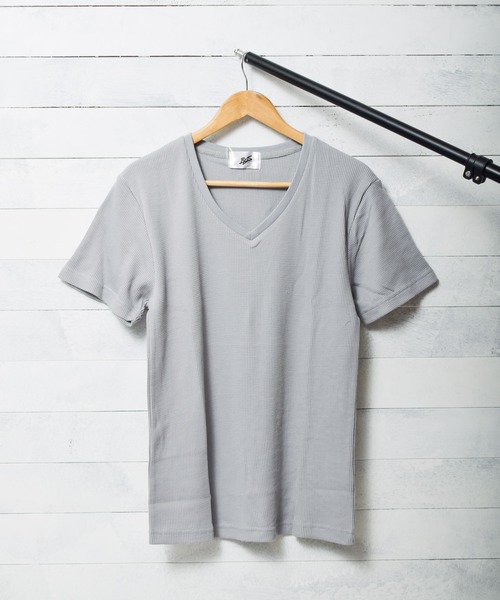 INNOCENT(イノセント)の「サーマル半袖VネックTシャツ(Tシャツ/カットソー・レディース・ネイビー/サックスブルー/ピンク/ブラック/カーキ/グレー/ホワイト・MEDIUM/LARGE/X-LARGE)」の3枚目の写真