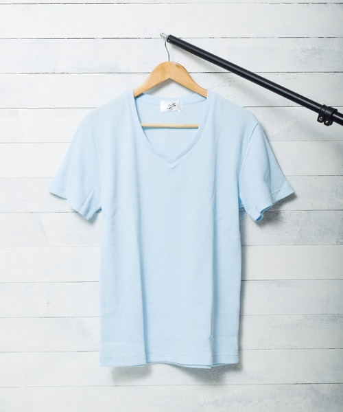 INNOCENT(イノセント)の「サーマル半袖VネックTシャツ(Tシャツ/カットソー・レディース・ネイビー/サックスブルー/ピンク/ブラック/カーキ/グレー/ホワイト・MEDIUM/LARGE/X-LARGE)」の6枚目の写真