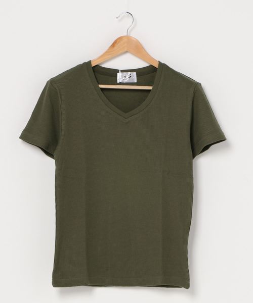 INNOCENT(イノセント)の「サーマル半袖VネックTシャツ(Tシャツ/カットソー・レディース・ネイビー/サックスブルー/ピンク/ブラック/カーキ/グレー/ホワイト・MEDIUM/LARGE/X-LARGE)」の14枚目の写真