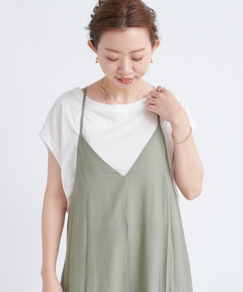 DouDou(ドゥドゥ)の「BIGシルエットタンクT(Tシャツ/カットソー・レディース・ホワイト/ベージュ/スミクロ/キナリ・FREE)」の1枚目の写真