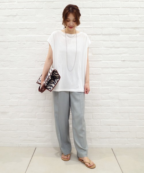 DouDou(ドゥドゥ)の「BIGシルエットタンクT(Tシャツ/カットソー・レディース・ホワイト/ベージュ/スミクロ/キナリ・FREE)」の5枚目の写真