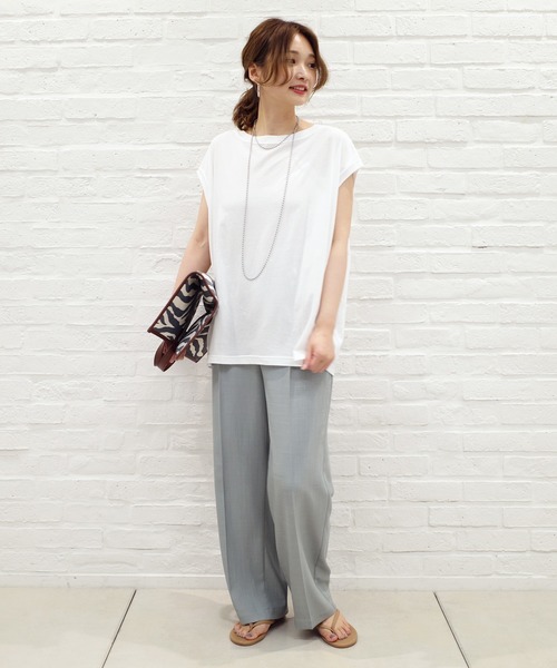 DouDou(ドゥドゥ)の「BIGシルエットタンクT(Tシャツ/カットソー・レディース・ホワイト/ベージュ/スミクロ/キナリ・FREE)」の7枚目の写真