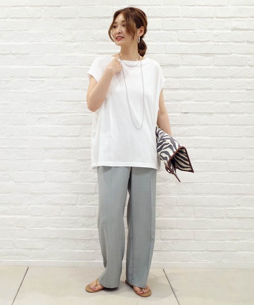 DouDou(ドゥドゥ)の「BIGシルエットタンクT(Tシャツ/カットソー・レディース・ホワイト/ベージュ/スミクロ/キナリ・FREE)」の8枚目の写真