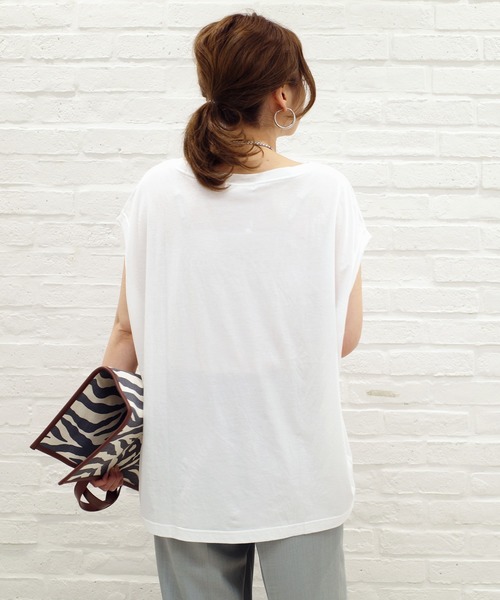 DouDou(ドゥドゥ)の「BIGシルエットタンクT(Tシャツ/カットソー・レディース・ホワイト/ベージュ/スミクロ/キナリ・FREE)」の11枚目の写真