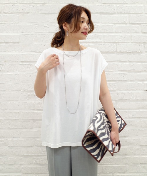 DouDou(ドゥドゥ)の「BIGシルエットタンクT(Tシャツ/カットソー・レディース・ホワイト/ベージュ/スミクロ/キナリ・FREE)」の9枚目の写真