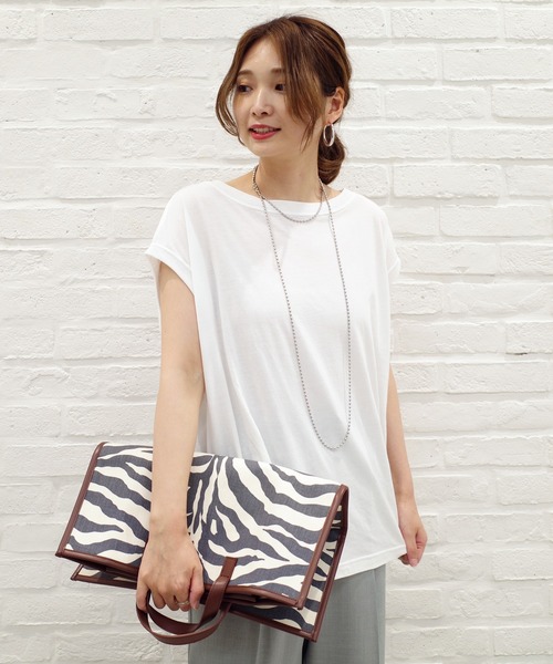 DouDou(ドゥドゥ)の「BIGシルエットタンクT(Tシャツ/カットソー・レディース・ホワイト/ベージュ/スミクロ/キナリ・FREE)」の10枚目の写真