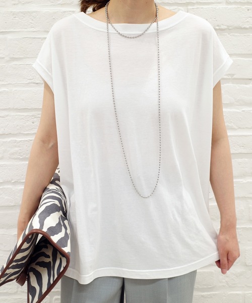 DouDou(ドゥドゥ)の「BIGシルエットタンクT(Tシャツ/カットソー・レディース・ホワイト/ベージュ/スミクロ/キナリ・FREE)」の12枚目の写真