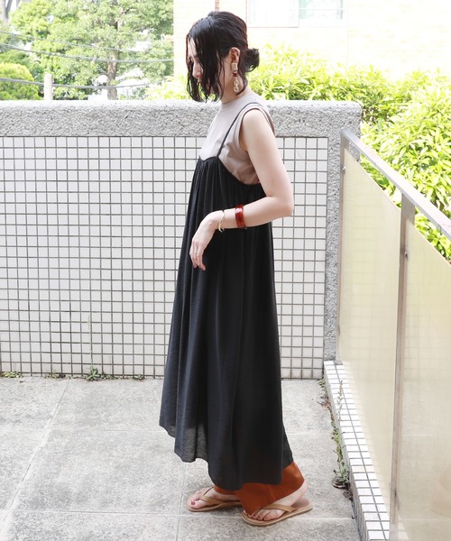 andme(アンドミー)の「シアーキャミワンピース(ワンピース・レディース・ブラック/ライトベージュ/パープル/グリーン・M)」の3枚目の写真