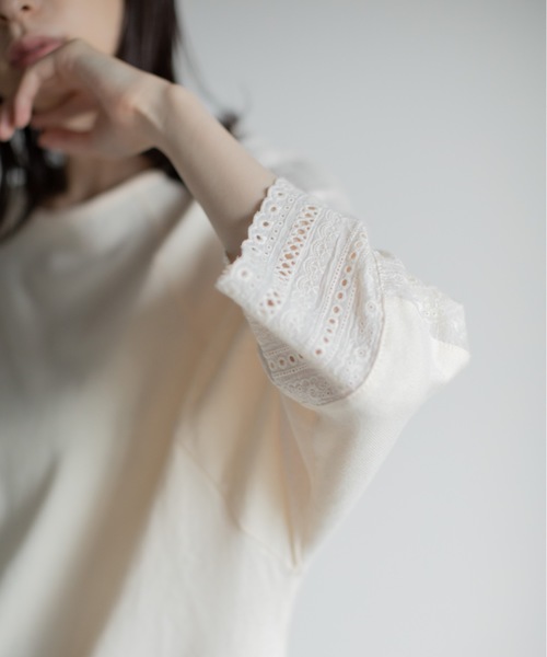 refinedworks(リファインドワークス)の「刺繍レース切替チュニック(Tシャツ/カットソー・レディース・キナリ/ブルー・M-L)」の8枚目の写真