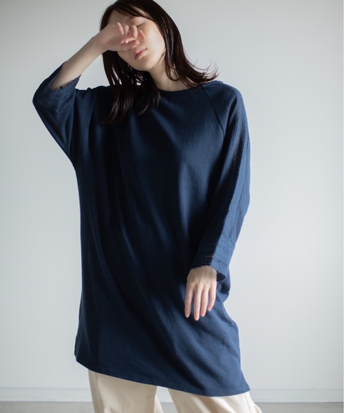 refinedworks(リファインドワークス)の「刺繍レース切替チュニック(Tシャツ/カットソー・レディース・キナリ/ブルー・M-L)」の15枚目の写真