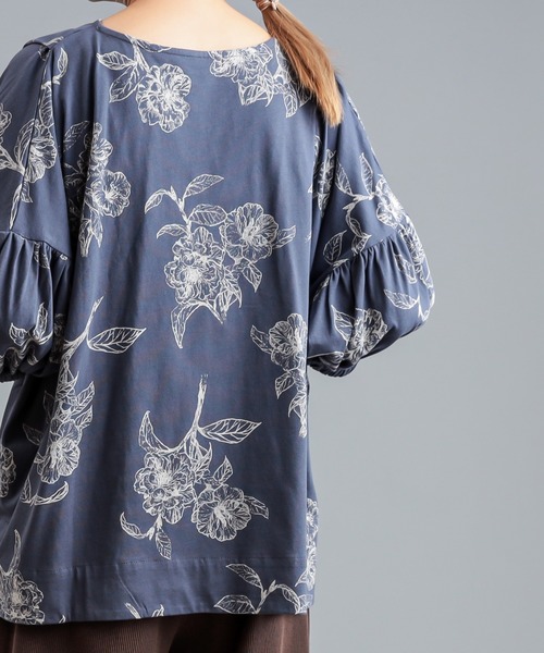 PUAL CE CIN(ピュアルセシン)の「抜染花プリントT(Tシャツ/カットソー・レディース・チャコールグレー/ベージュ/ブルー・FREE)」の17枚目の写真