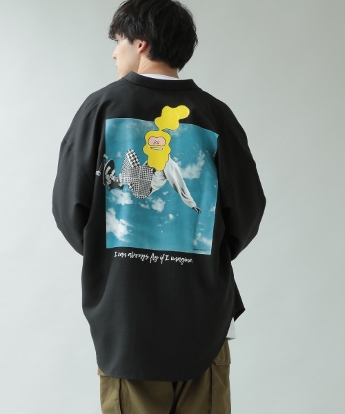 RAGEBLUE（レイジブルー）の「【AYAKAFUKANO】コラボプリントBIGシャツ/919176（シャツ/ブラウス・メンズ・ブラック/グレー/ダークブラウン・FREE）」の2枚目の写真