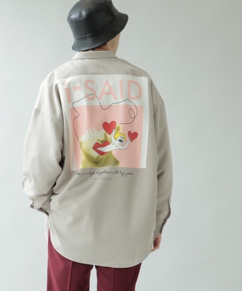 RAGEBLUE（レイジブルー）の「【AYAKAFUKANO】コラボプリントBIGシャツ/919176（シャツ/ブラウス・メンズ・ブラック/グレー/ダークブラウン・FREE）」の12枚目の写真