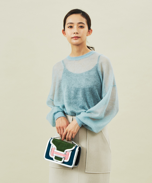 DESIGNWORKS（デザインワークス）の「モヘアシースループルオーバーニット（ニット/セーター・レディース・サックスブルー/オレンジ系その他・38）」の2枚目の写真