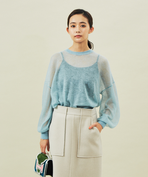 DESIGNWORKS（デザインワークス）の「モヘアシースループルオーバーニット（ニット/セーター・レディース・サックスブルー/オレンジ系その他・38）」の5枚目の写真