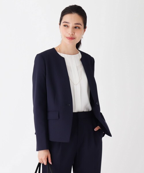 OPAQUE.CLIP（オペークドットクリップ）の「◆CARREMANストレッチショートジャケット（スーツジャケット・レディース・ブラック/ネイビー/ライトベージュ・40/38/42/36/34/01/02/03）」の3枚目の写真