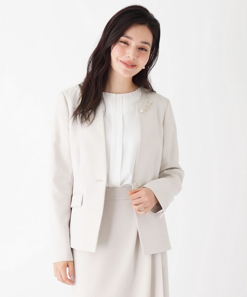 OPAQUE.CLIP（オペークドットクリップ）の「◆CARREMANストレッチショートジャケット（スーツジャケット・レディース・ブラック/ネイビー/ライトベージュ・40/38/42/36/34/01/02/03）」の6枚目の写真