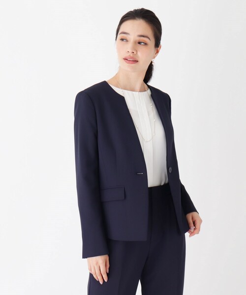 OPAQUE.CLIP（オペークドットクリップ）の「◆CARREMANストレッチショートジャケット（スーツジャケット・レディース・ブラック/ネイビー/ライトベージュ・40/38/42/36/34/01/02/03）」の10枚目の写真