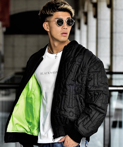 JOKER（ジョーカー）の「【2020春秋新作】英字ステッチMA-1 ジャケット ブルゾン ボンバージャケット（MA-1・メンズ・ブラック/ブラック×ホワイト・M/L/XL）」の5枚目の写真