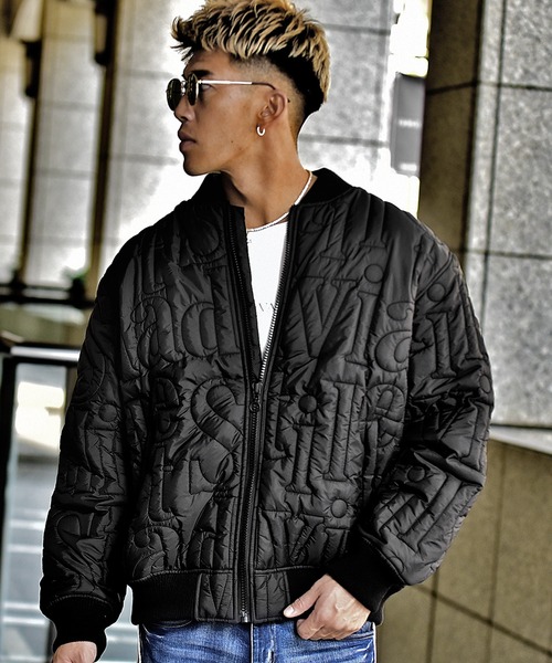 JOKER（ジョーカー）の「【2020春秋新作】英字ステッチMA-1 ジャケット ブルゾン ボンバージャケット（MA-1・メンズ・ブラック/ブラック×ホワイト・M/L/XL）」の6枚目の写真