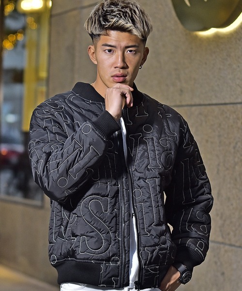 JOKER（ジョーカー）の「【2020春秋新作】英字ステッチMA-1 ジャケット ブルゾン ボンバージャケット（MA-1・メンズ・ブラック/ブラック×ホワイト・M/L/XL）」の8枚目の写真