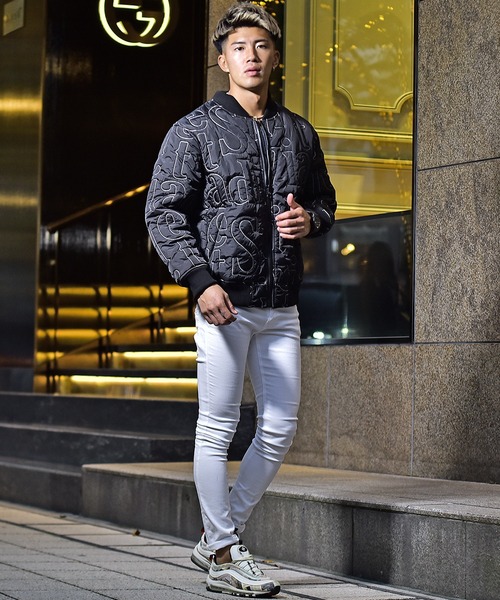 JOKER（ジョーカー）の「【2020春秋新作】英字ステッチMA-1 ジャケット ブルゾン ボンバージャケット（MA-1・メンズ・ブラック/ブラック×ホワイト・M/L/XL）」の10枚目の写真